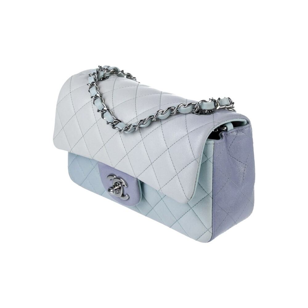 CHANEL Metallic Ombre Quilted Lambskin Mini Rectangular Flap Bag Silver HW - Picture 2 of 10